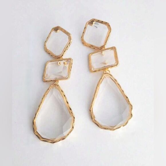 Clear crystal drop earrings #668 - Picture 1 of 5